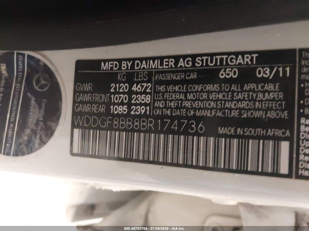 WDDGF8BB8BR174736 2011 MERCEDES-BENZ C 300 photo no. 9