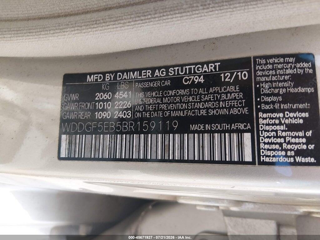 WDDGF5EB5BR159119 2011 MERCEDES-BENZ C 300 photo no. 9