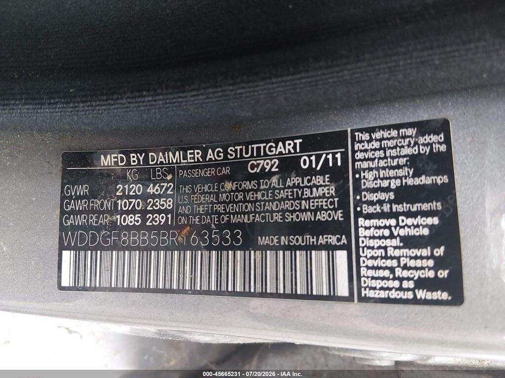WDDGF8BB5BR163533 2011 MERCEDES-BENZ C 300 photo no. 9