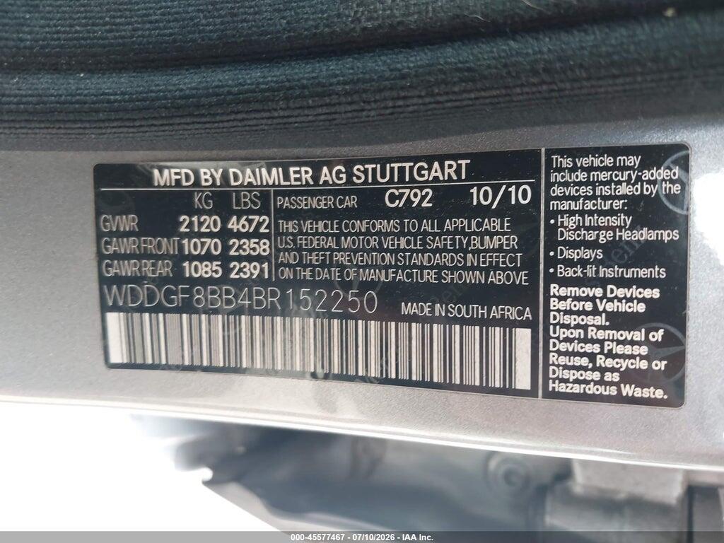WDDGF8BB4BR152250 2011 MERCEDES-BENZ C 300 photo no. 9