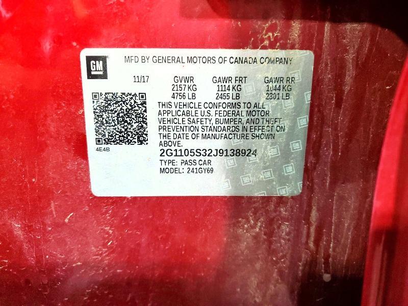 2G1105S32J9138924 2018 CHEVROLET IMPALA photo no. 12