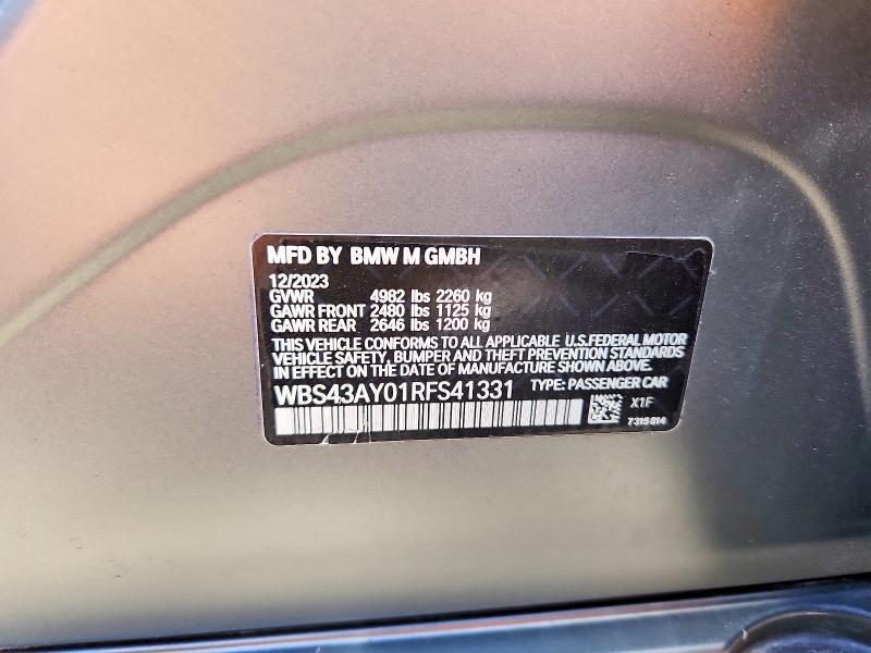 WBS43AY01RFS41331 2024 BMW M3 photo no. 12
