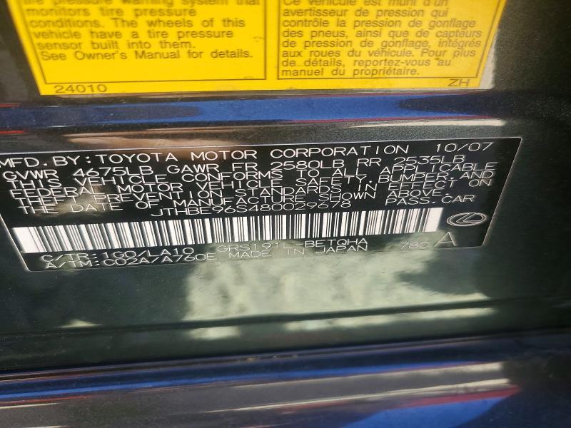 JTHBE96S480029678 2008 LEXUS GS photo no. 12