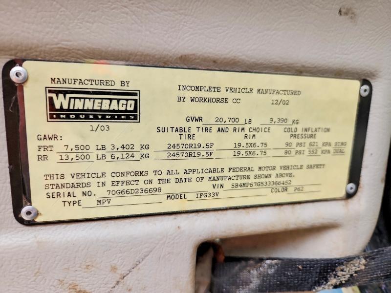 5B4MP67G533366452 2003 WINNEBAGO SUNCRUISER photo no. 10