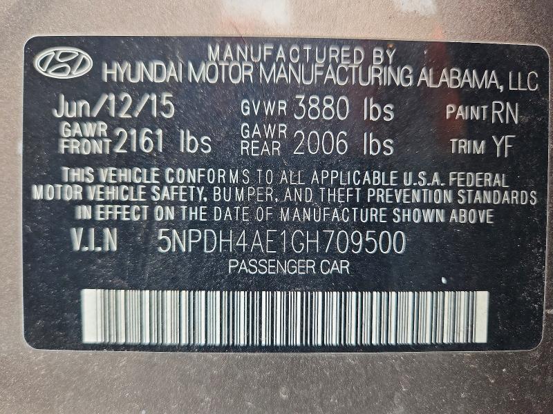 5NPDH4AE1GH709500 2016 HYUNDAI ELANTRA photo no. 12