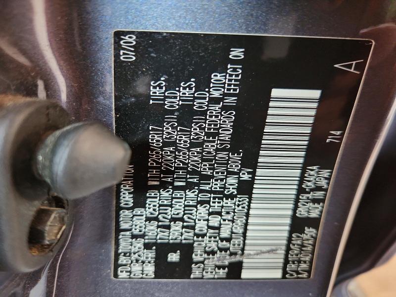 JTEBU14R960105331 2006 TOYOTA 4RUNNER photo no. 12