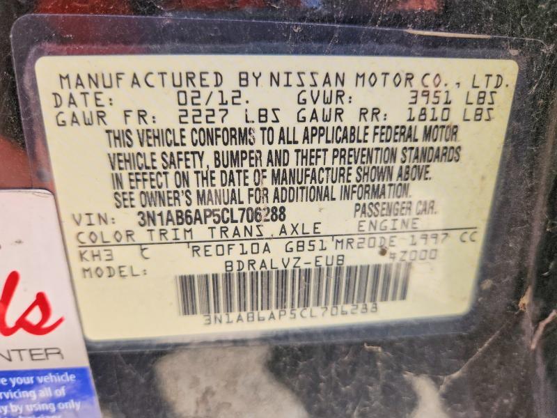 3N1AB6AP5CL706288 2012 NISSAN SENTRA photo no. 12