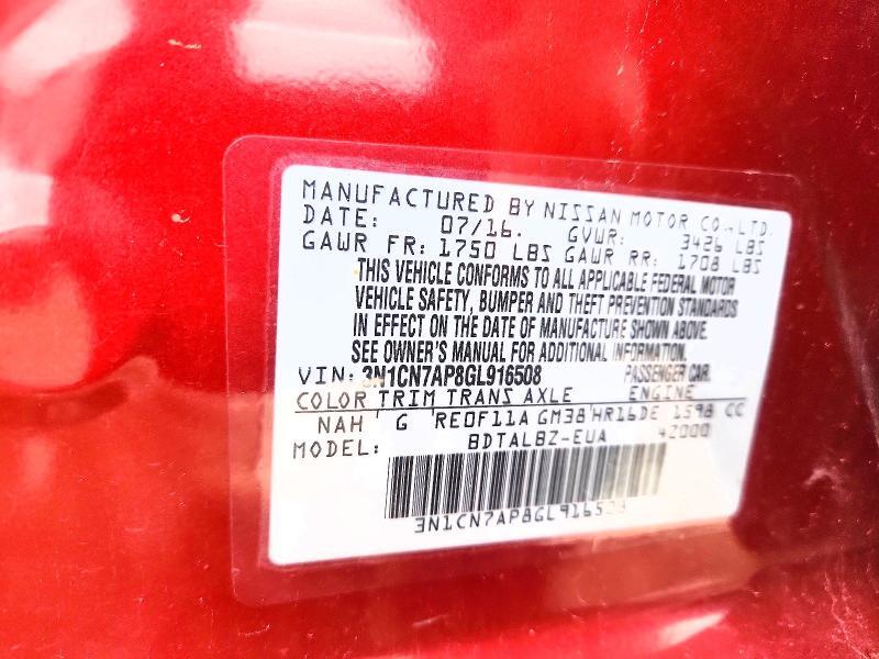 2016 NISSAN VERSA 1.6 SV — Фото 12 из 12
