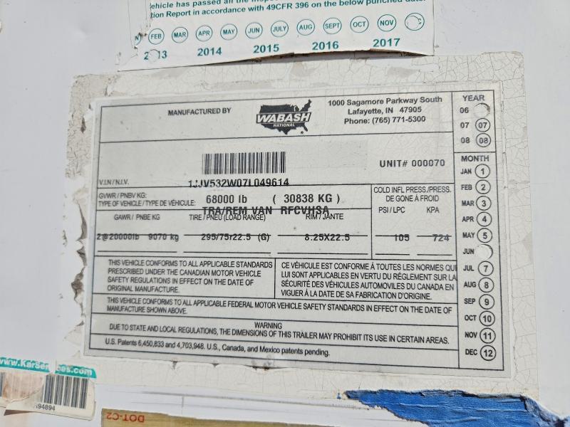 2007 WABASH RFCVHSA REFRIGERATED VAN TRAILER — Фото 9 из 11