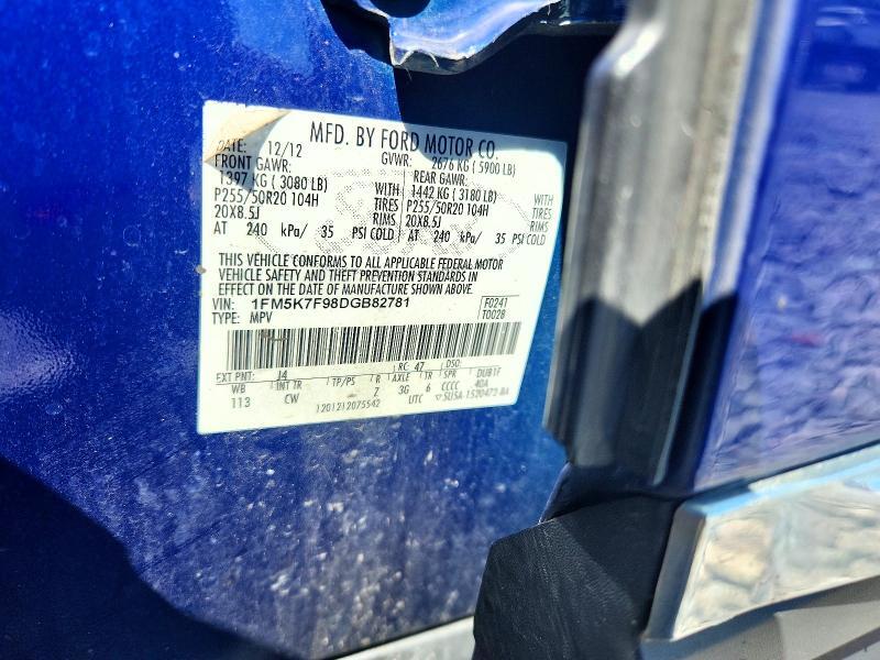 1FM5K7F98DGB82781 2013 FORD EXPLORER photo no. 12