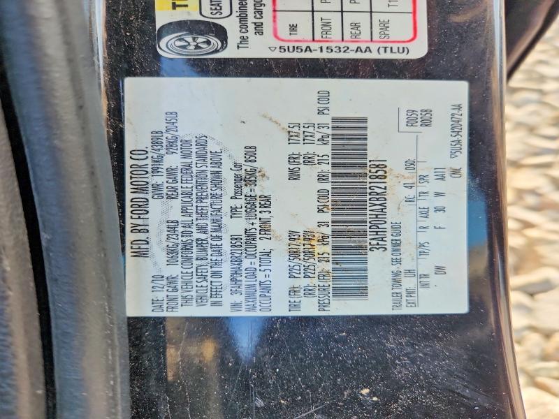 3FAHP0HAXBR218581 2011 FORD FUSION photo no. 12
