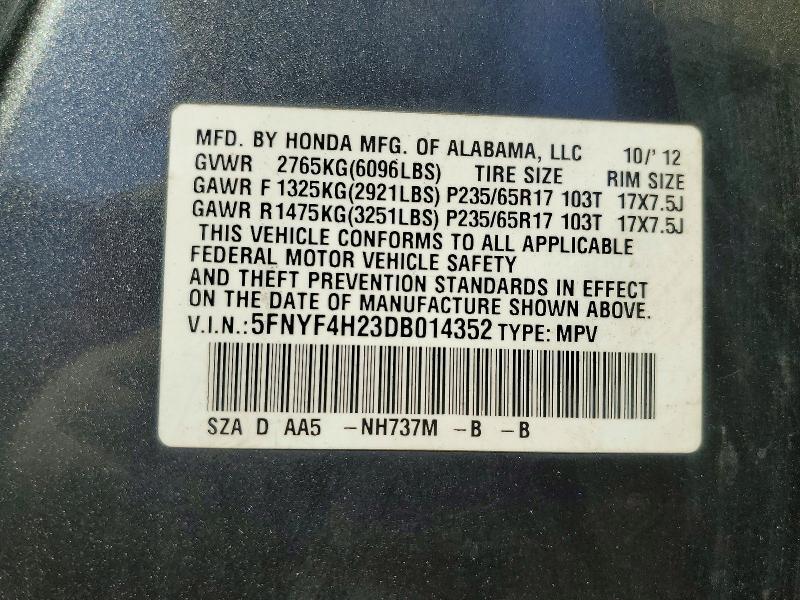 2013 HONDA PILOT LX — Фото 13 из 13