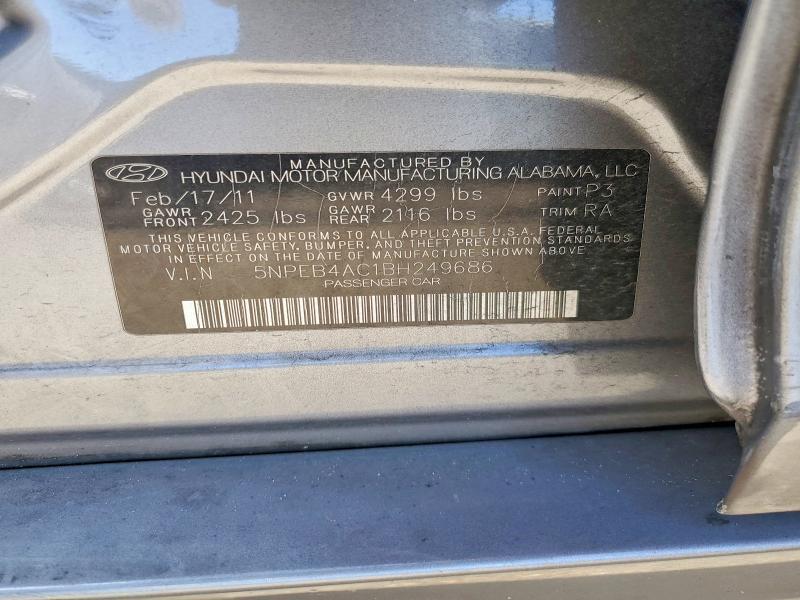 5NPEB4AC1BH249686 2011 HYUNDAI SONATA photo no. 12