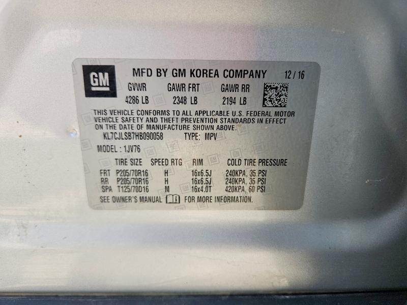 KL7CJLSB7HB090058 2017 CHEVROLET TRAX photo no. 12