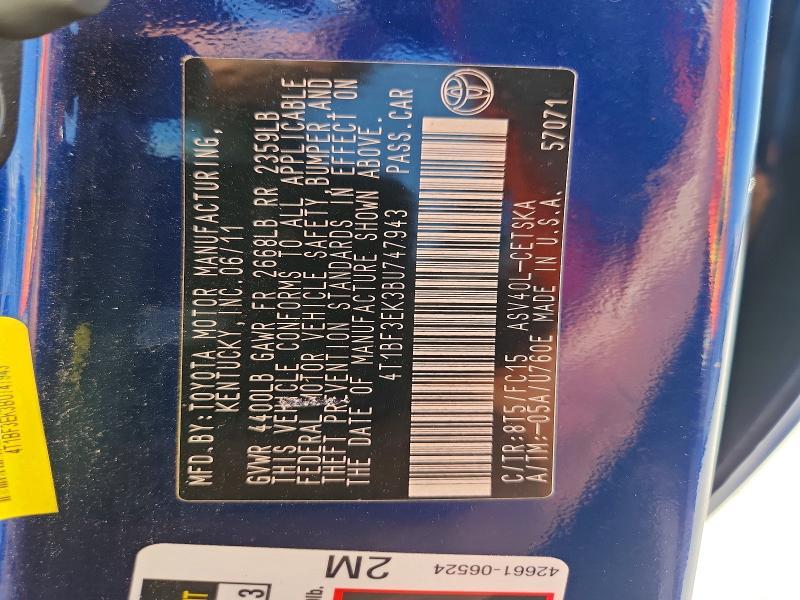 4T1BF3EK3BU747943 2011 TOYOTA CAMRY photo no. 12