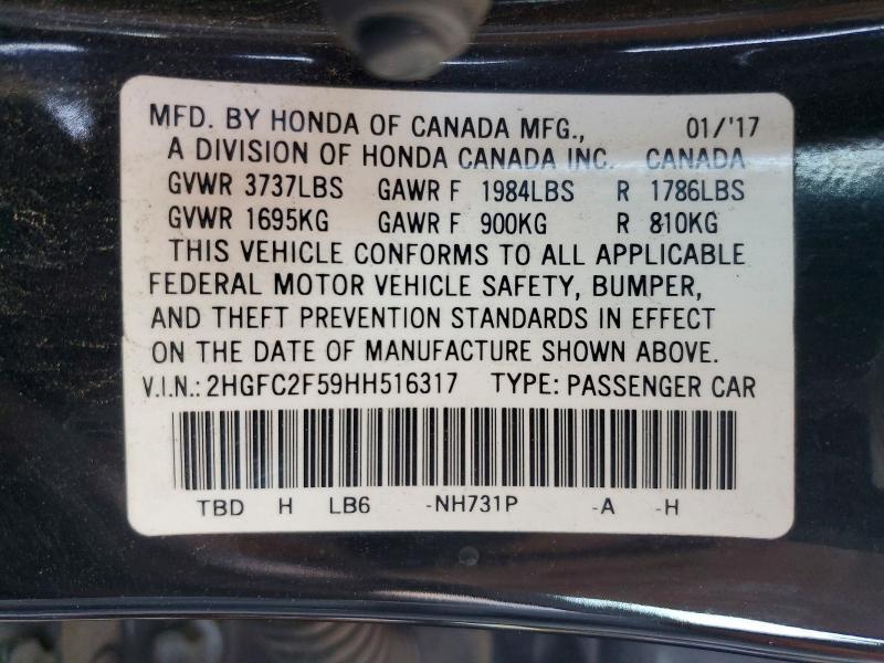 2HGFC2F59HH516317 2017 HONDA CIVIC photo no. 12