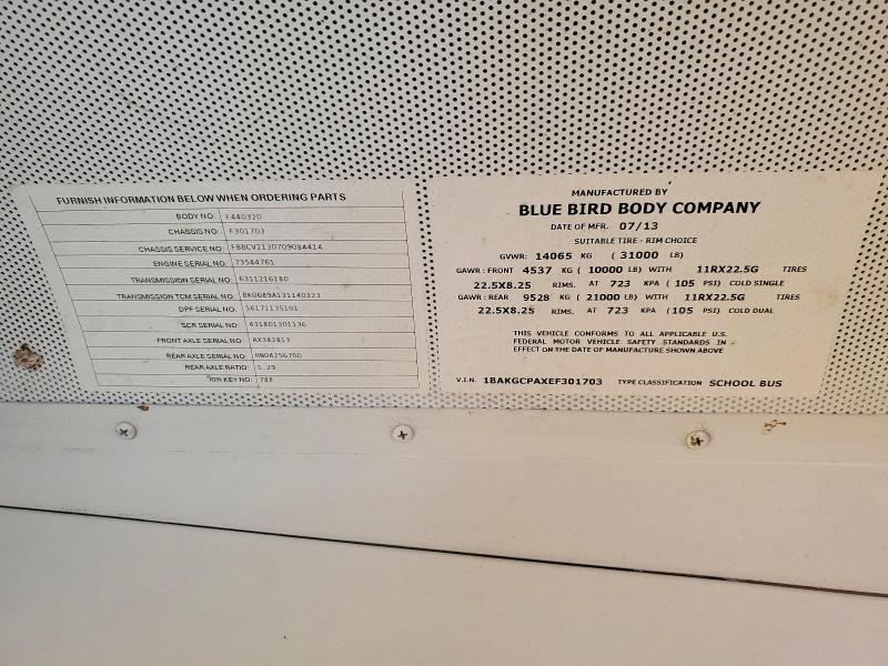 1BAKGCPAXEF301703 2014 BLUEBIRD VISION photo no. 10