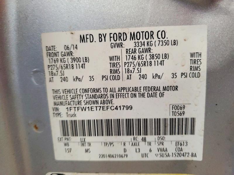 1FTFW1ET7EFC41799 2014 FORD F150 photo no. 12