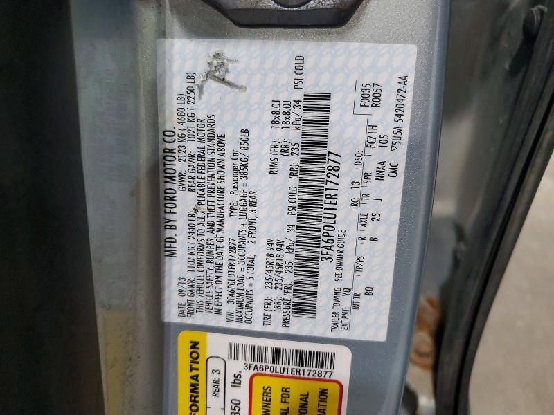 3FA6P0LU1ER172877 2014 FORD FUSION photo no. 12