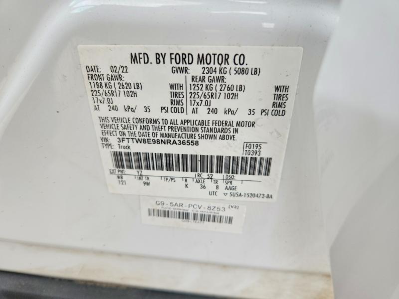3FTTW8E98NRA36558 2022 FORD MAVERICK photo no. 12