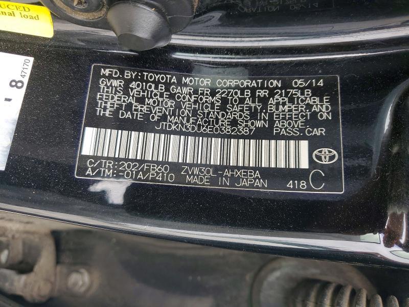 JTDKN3DU6E0382387 2014 TOYOTA PRIUS photo no. 12