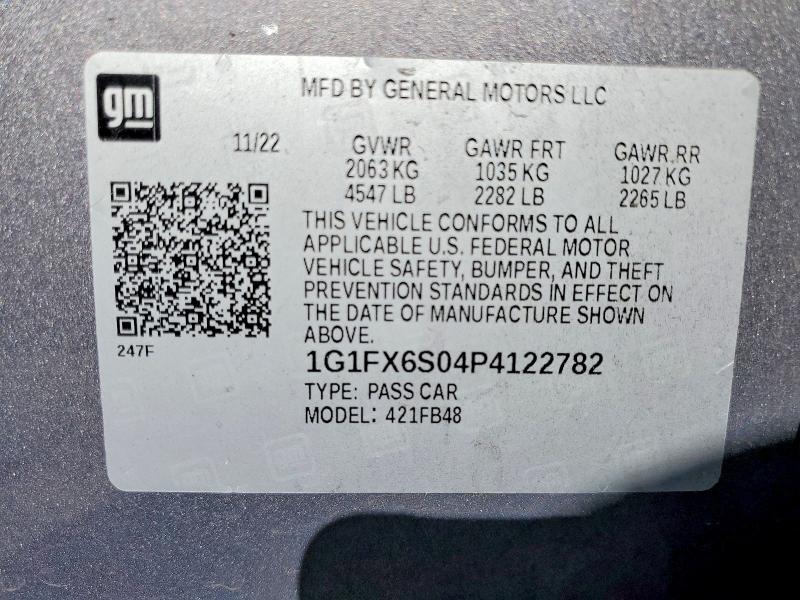 1G1FX6S04P4122782 2023 CHEVROLET BOLT EV photo no. 12