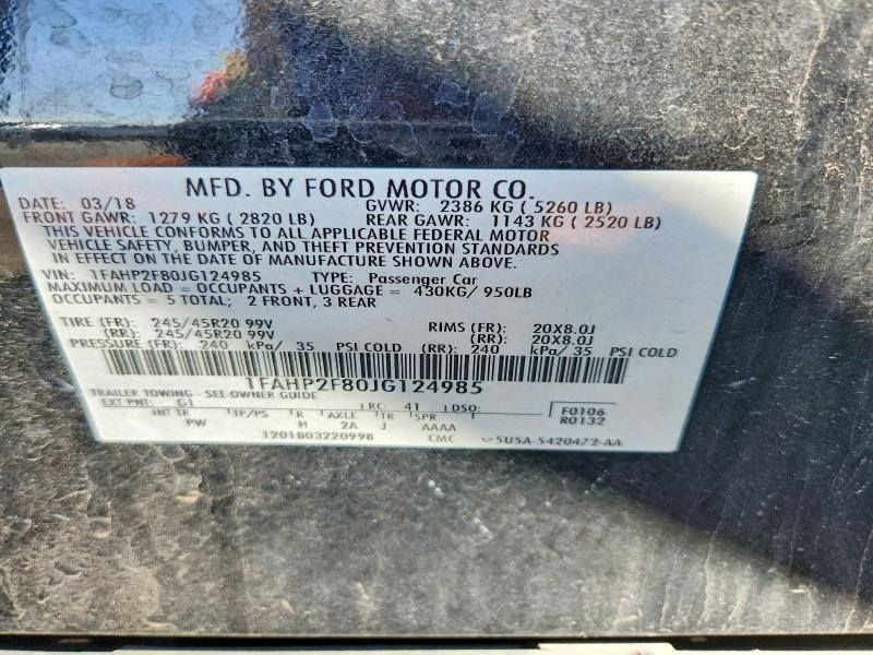 1FAHP2F80JG124985 2018 FORD TAURUS photo no. 12