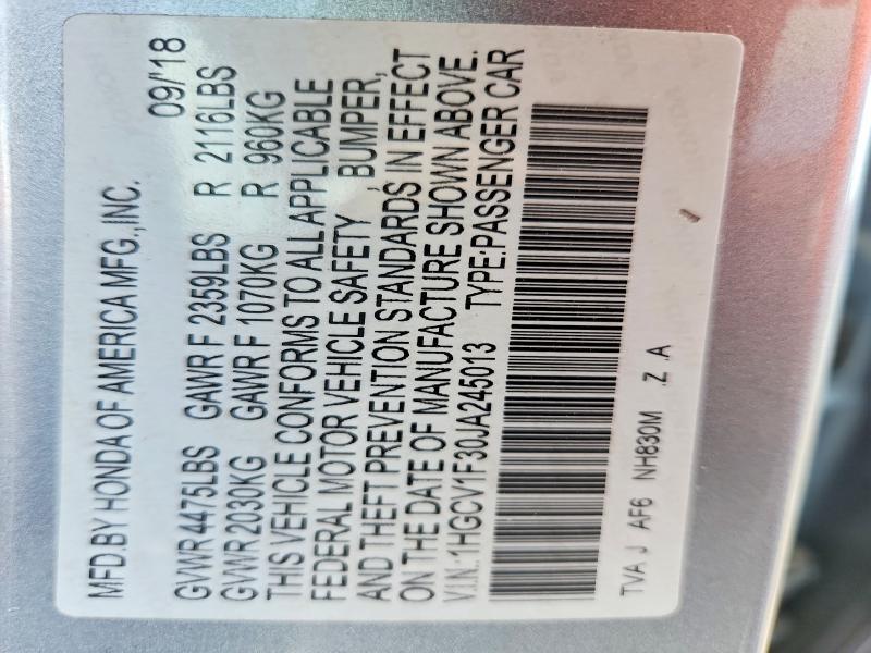 1HGCV1F30JA245013 2018 HONDA ACCORD photo no. 12