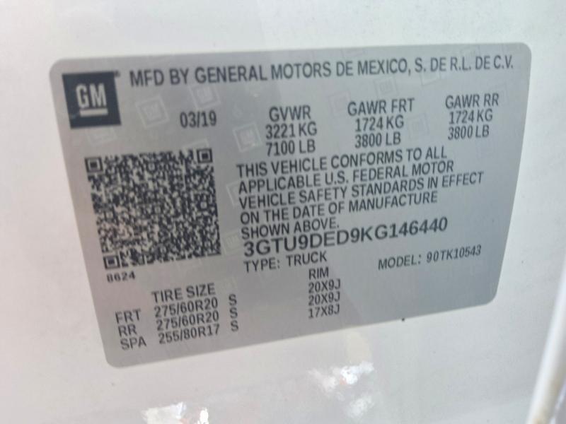 3GTU9DED9KG146440 2019 GMC SIERRA photo no. 12