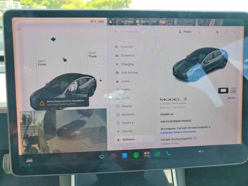 5YJ3E1EB6KF494593 2019 TESLA MODEL 3 photo no. 9