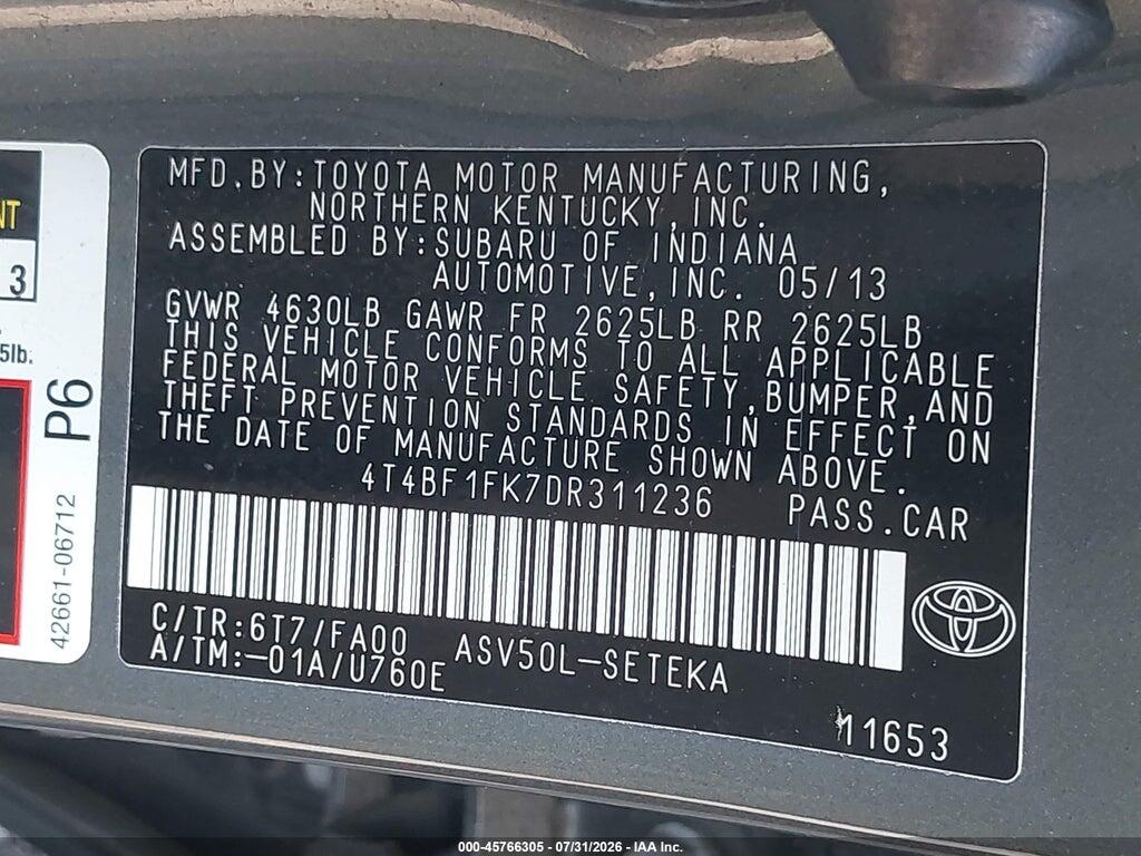 4T4BF1FK7DR311236 2013 TOYOTA CAMRY photo no. 9