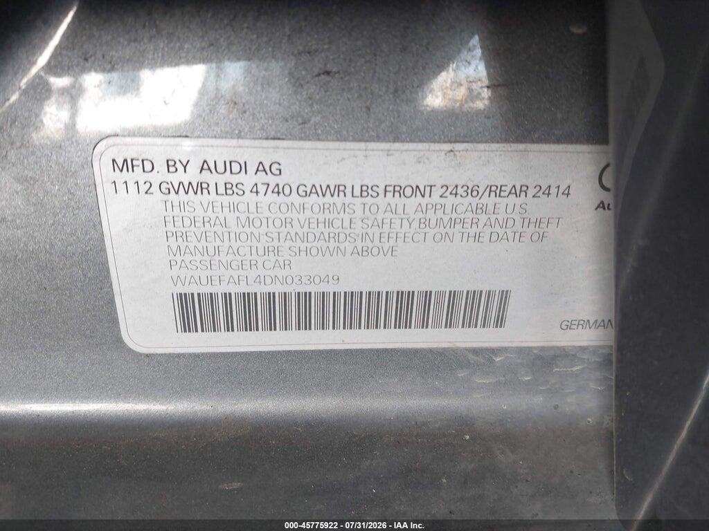 WAUEFAFL4DN033049 2013 AUDI A4 photo no. 9