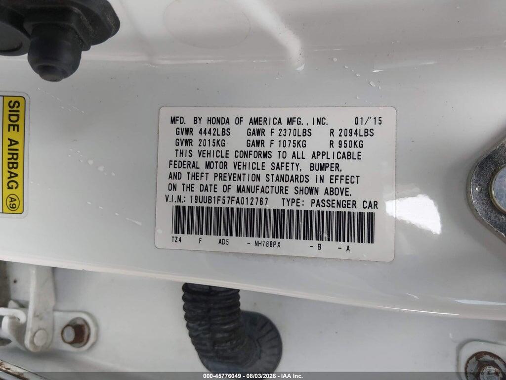 19UUB1F57FA012767 2015 ACURA TLX photo no. 9