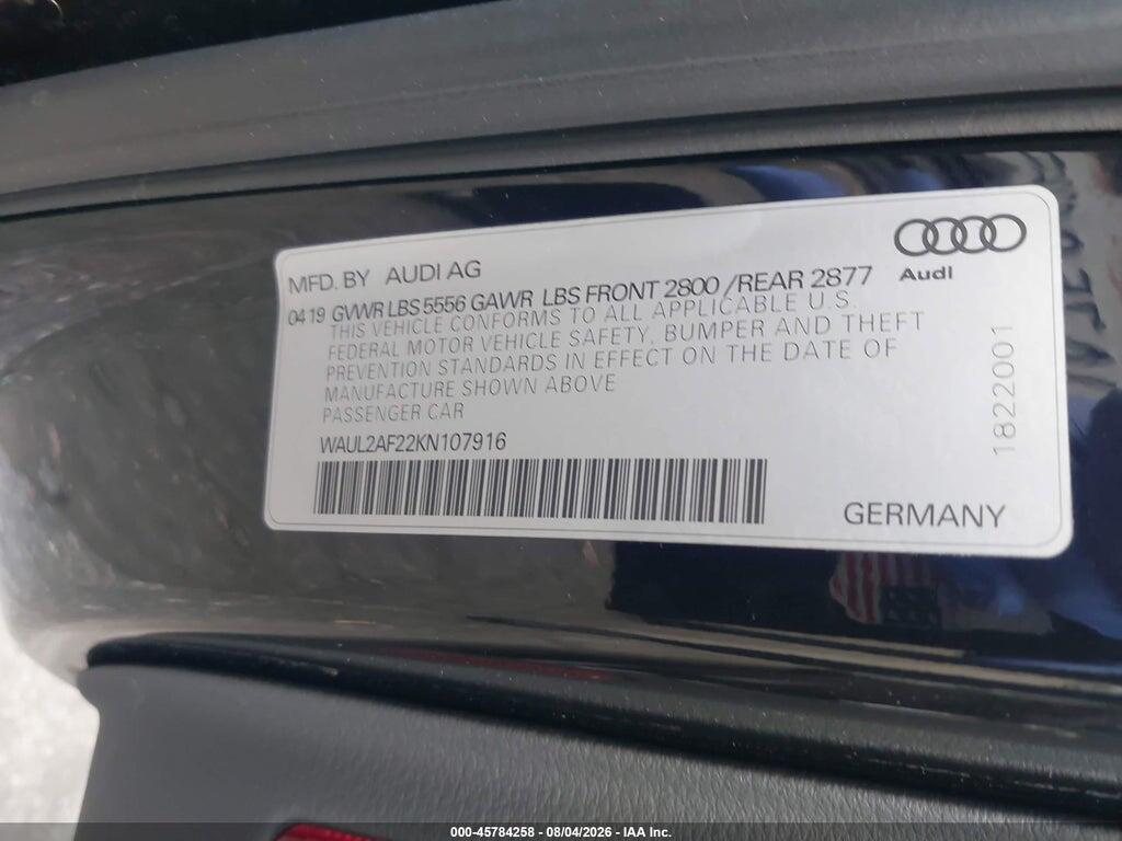 WAUL2AF22KN107916 2019 AUDI A6 photo no. 9