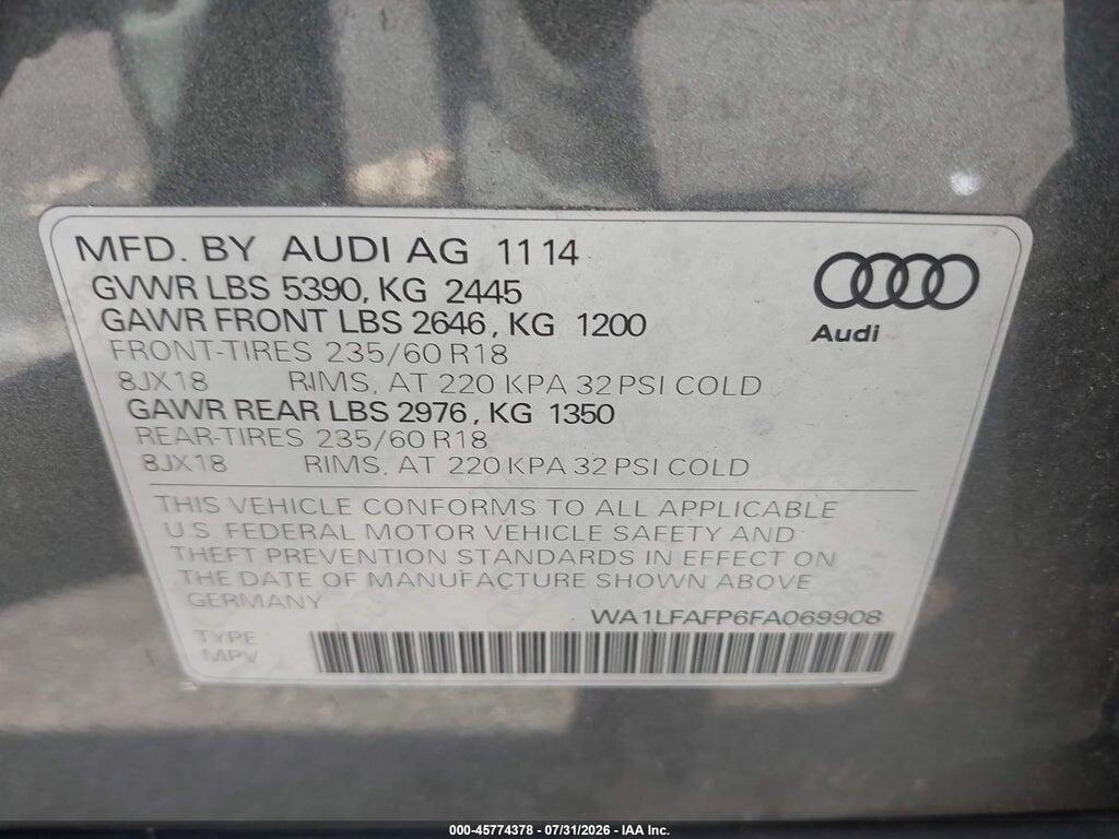 WA1LFAFP6FA069908 2015 AUDI Q5 photo no. 9