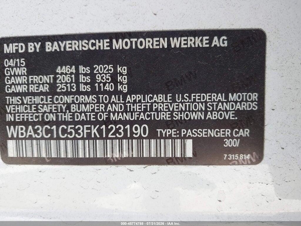 WBA3C1C53FK123190 2015 BMW 328I photo no. 9