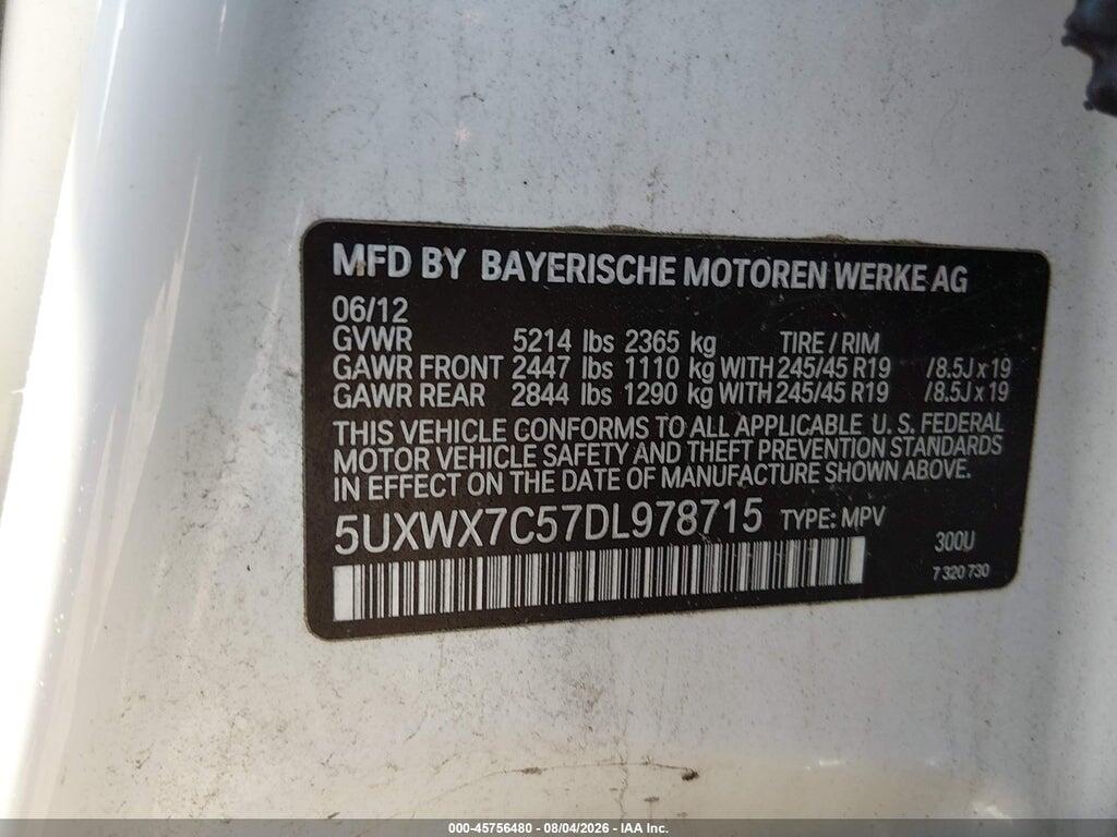 2013 BMW X3 XDRIVE35I — Фото 9 из 12