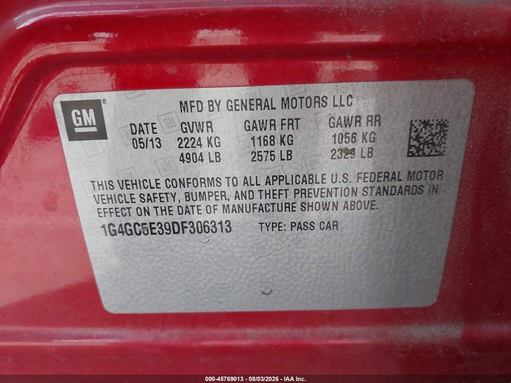 1G4GC5E39DF306313 2013 BUICK LACROSSE photo no. 9