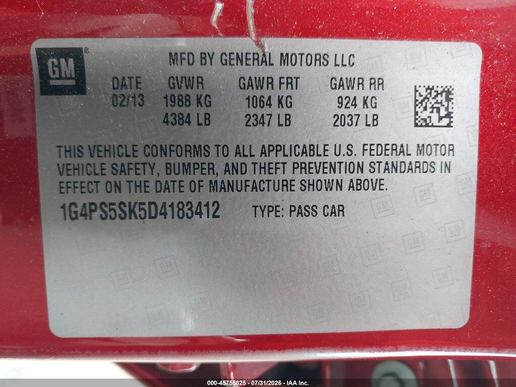 1G4PS5SK5D4183412 2013 BUICK VERANO photo no. 9