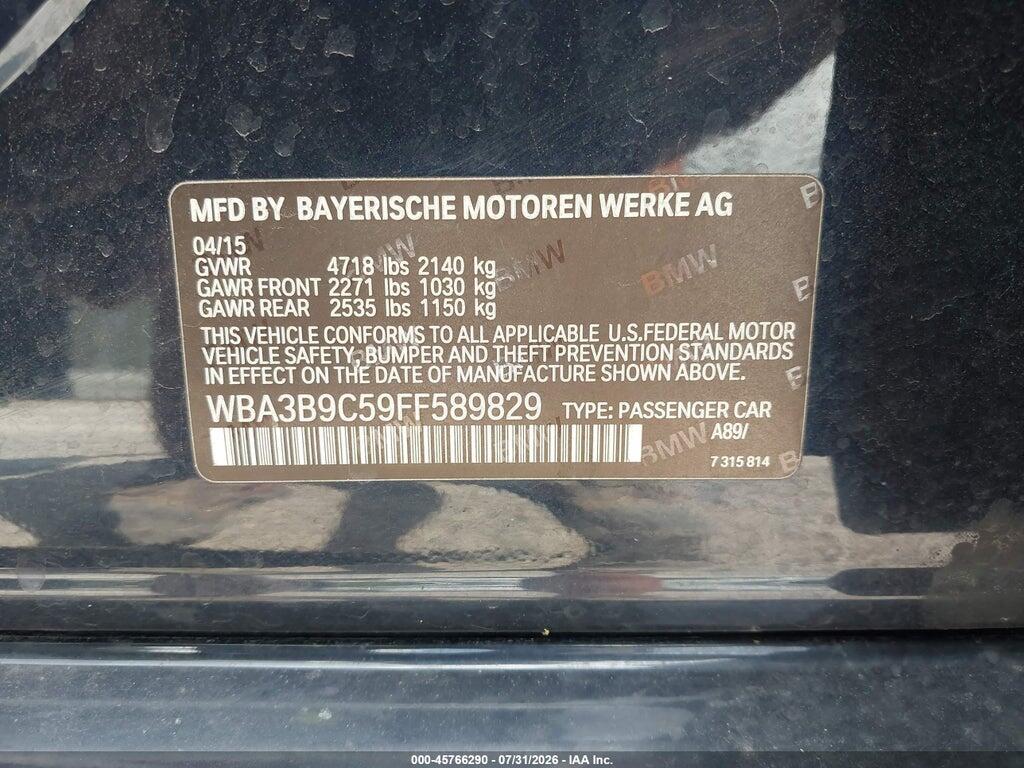 WBA3B9C59FF589829 2015 BMW 335I photo no. 9