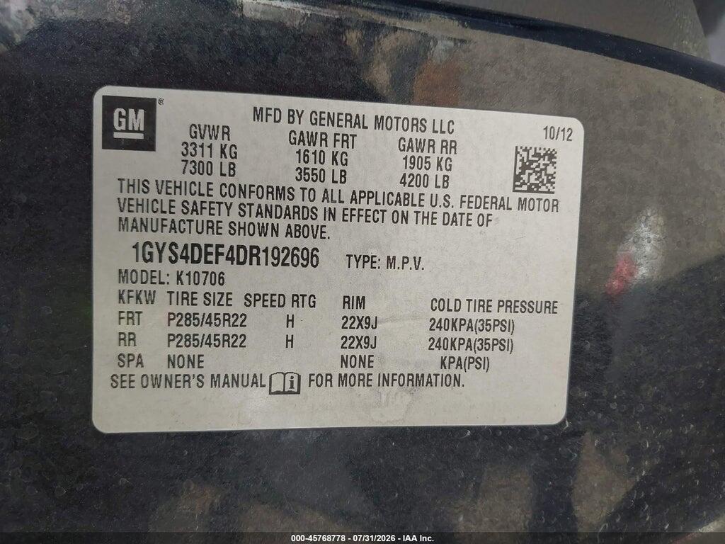 1GYS4DEF4DR192696 2013 CADILLAC ESCALADE photo no. 9