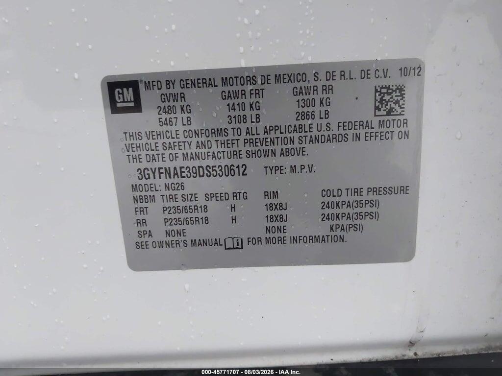 3GYFNAE39DS530612 2013 CADILLAC SRX photo no. 9