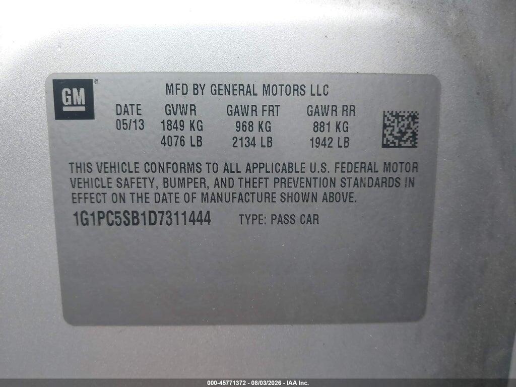 1G1PC5SB1D7311444 2013 CHEVROLET CRUZE photo no. 9