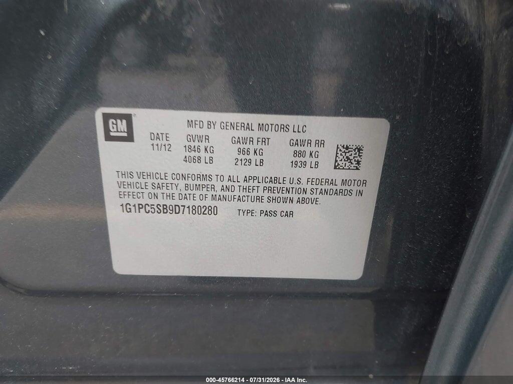 1G1PC5SB9D7180280 2013 CHEVROLET CRUZE photo no. 9