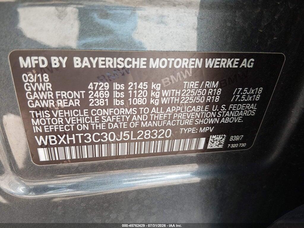 WBXHT3C30J5L28320 2018 BMW X1 photo no. 9