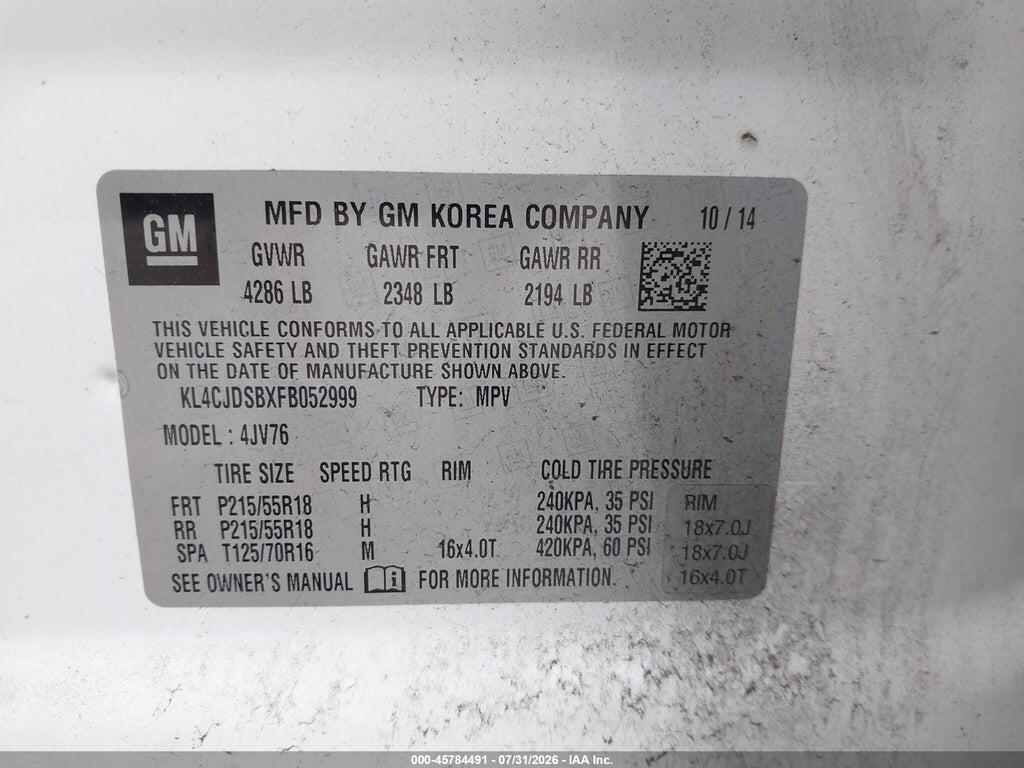 KL4CJDSBXFB052999 2015 BUICK ENCORE photo no. 9