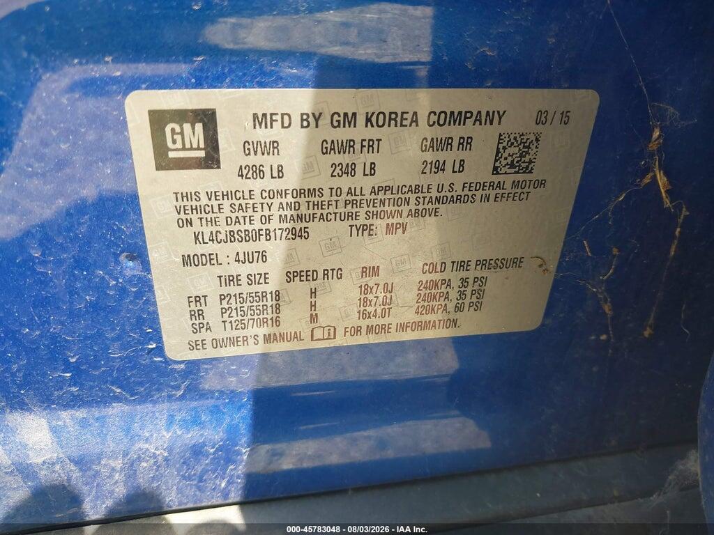 KL4CJBSB0FB172945 2015 BUICK ENCORE photo no. 9