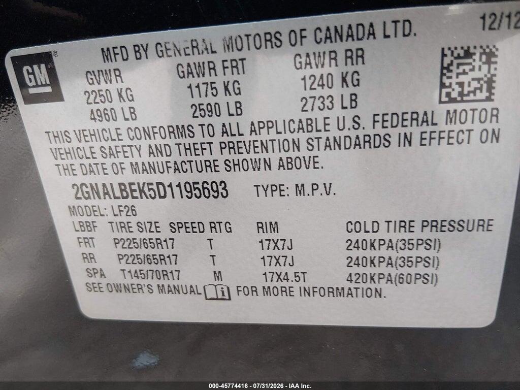 2GNALBEK5D1195693 2013 CHEVROLET EQUINOX photo no. 9