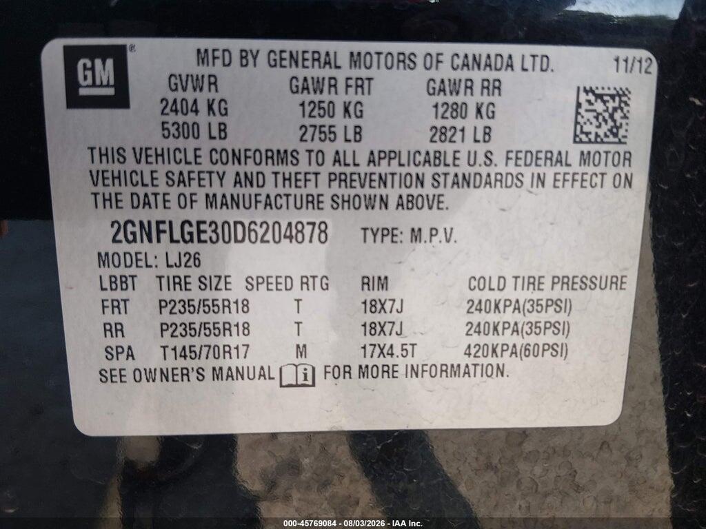 2GNFLGE30D6204878 2013 CHEVROLET EQUINOX photo no. 8
