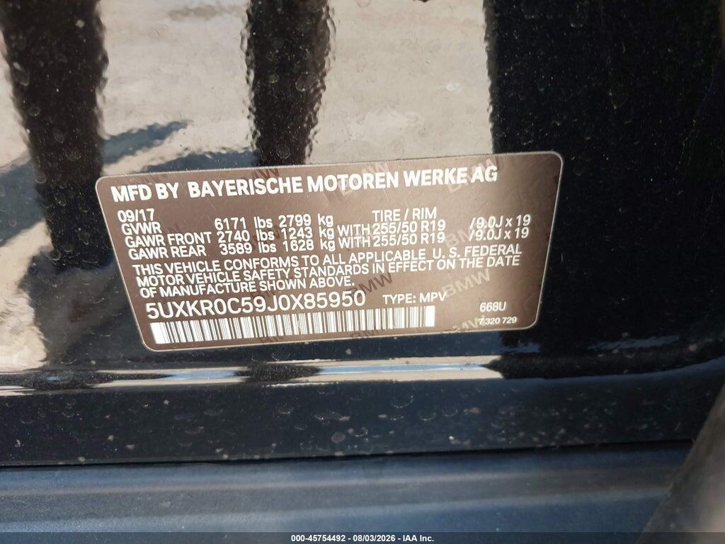 5UXKR0C59J0X85950 2018 BMW X5 photo no. 9